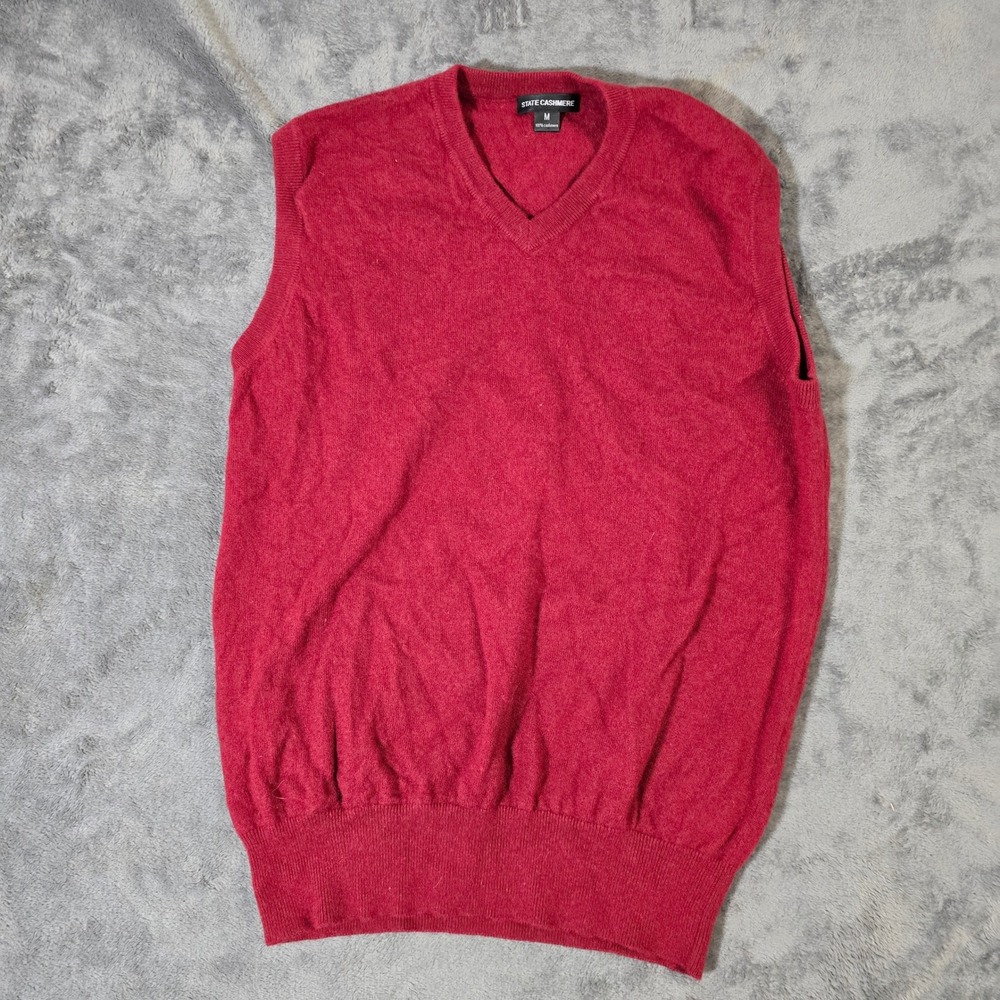State Cashmere‎ Men's Burgundy Red 100% Cashmere V-Neck Sweater Vest Size Medium